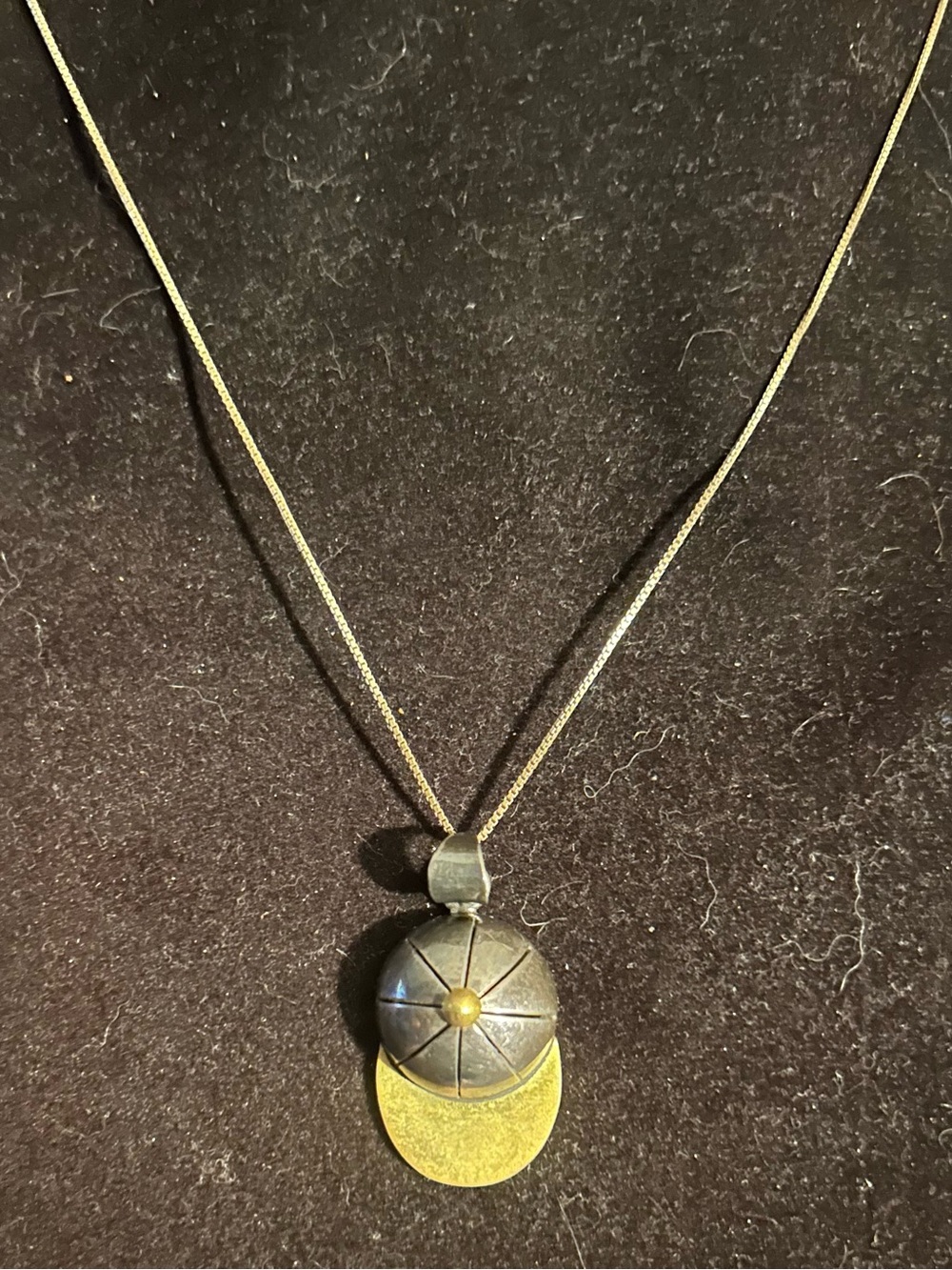 Sterling silver Brass Baseball Cap Necklace